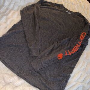 Carhartt Men's Long Sleeve Size Large Orange Writing Loose Fit